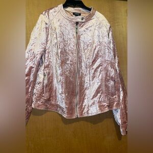 Torrid Crushed Velvet, Blush Pink Moto Jacket - Size 2x